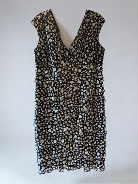 Navy Polka Dot V-Neck Layered Dress - Your man will want to connect your dots!